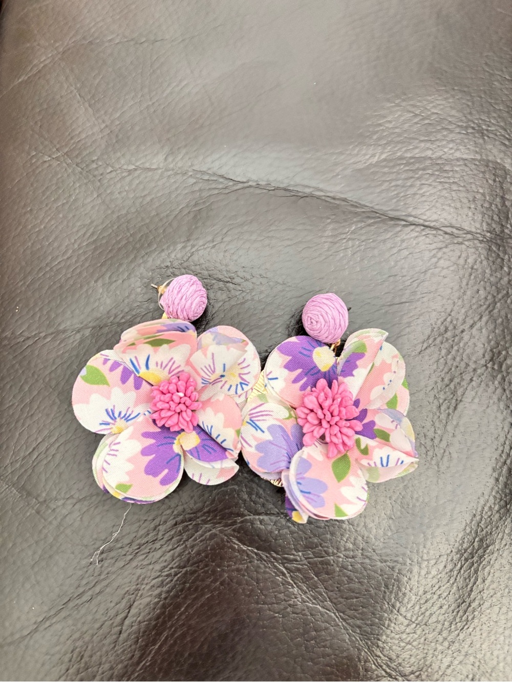 SHEIN Pink & Purple Floral Fabric Drop Earrings